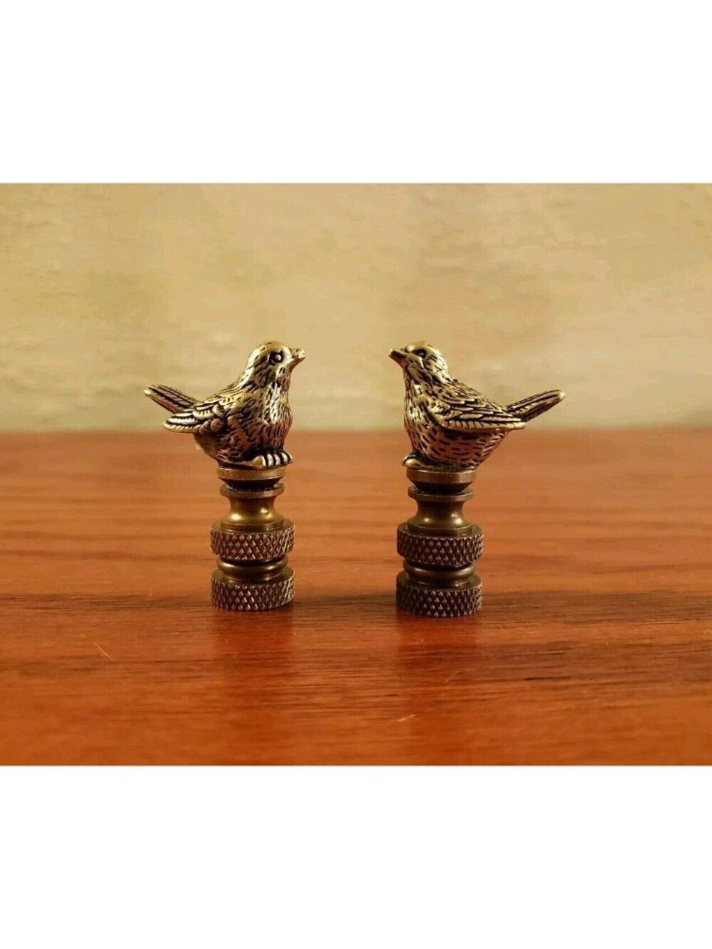 Bird Lamp Finial Shade Topper Brass Retro Bird Lover Farmhouse 1.75" Small Set 2